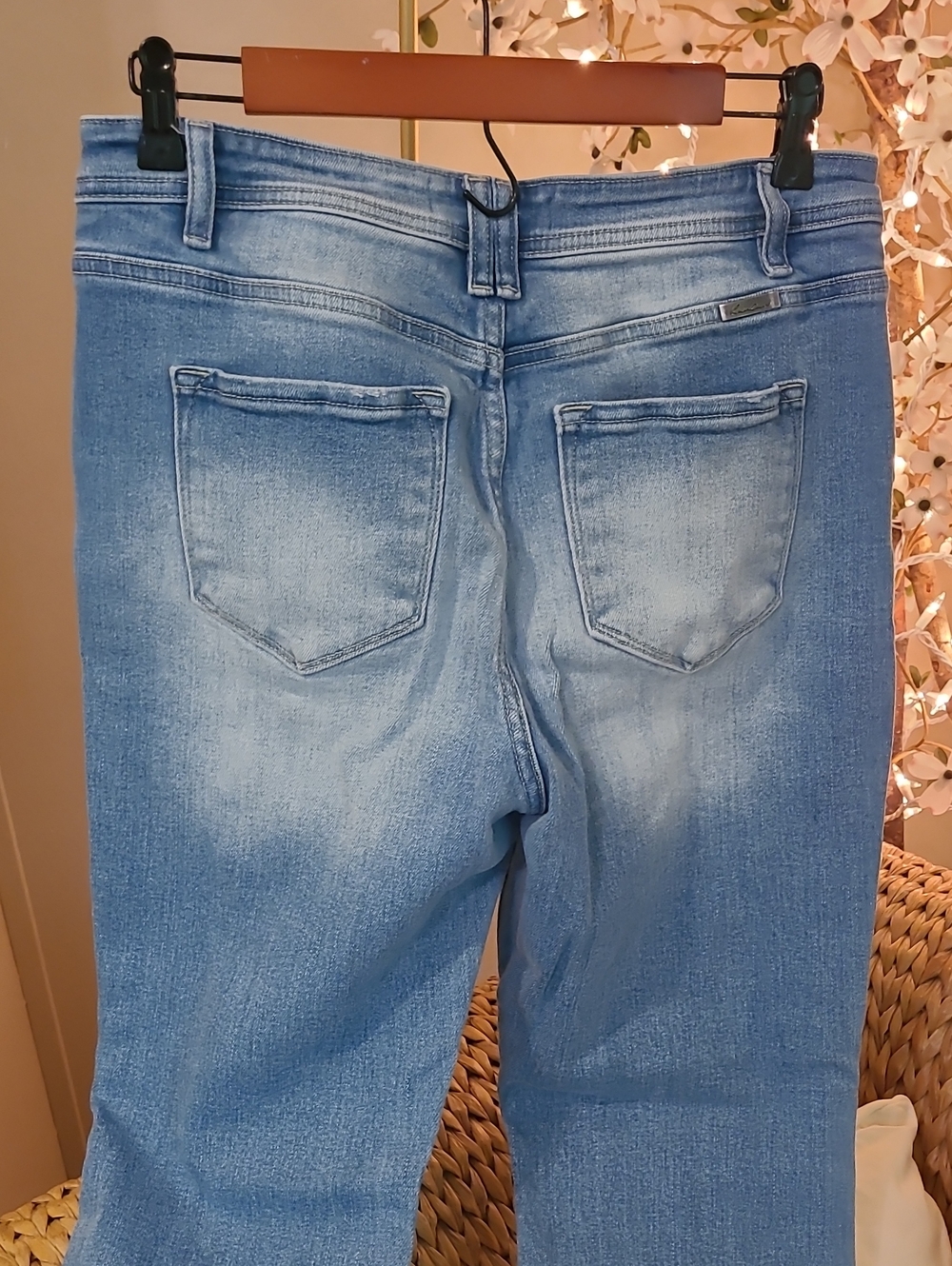Kancan Distressed Light Blue High-Rise Button-Fly Flare Jeans - Women - Picture 5 of 5